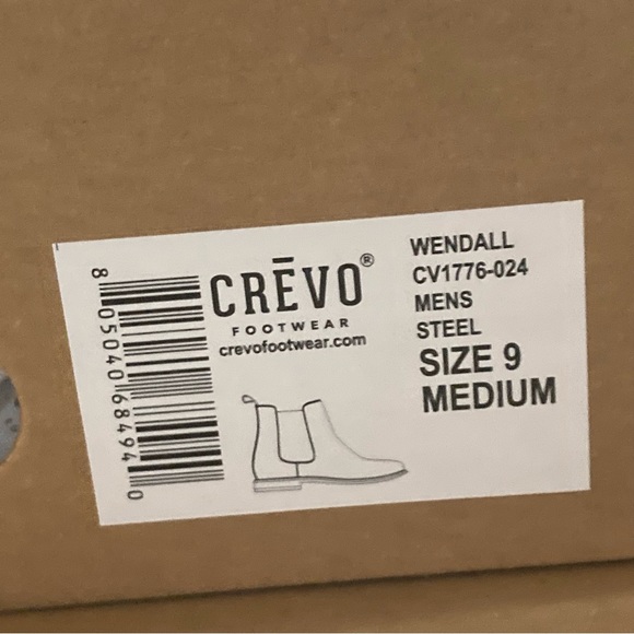 NWT Crevo Men's Wendell Pull on Ankle Boot in Steel w/ Multiple Sizes - Picture 3 of 3